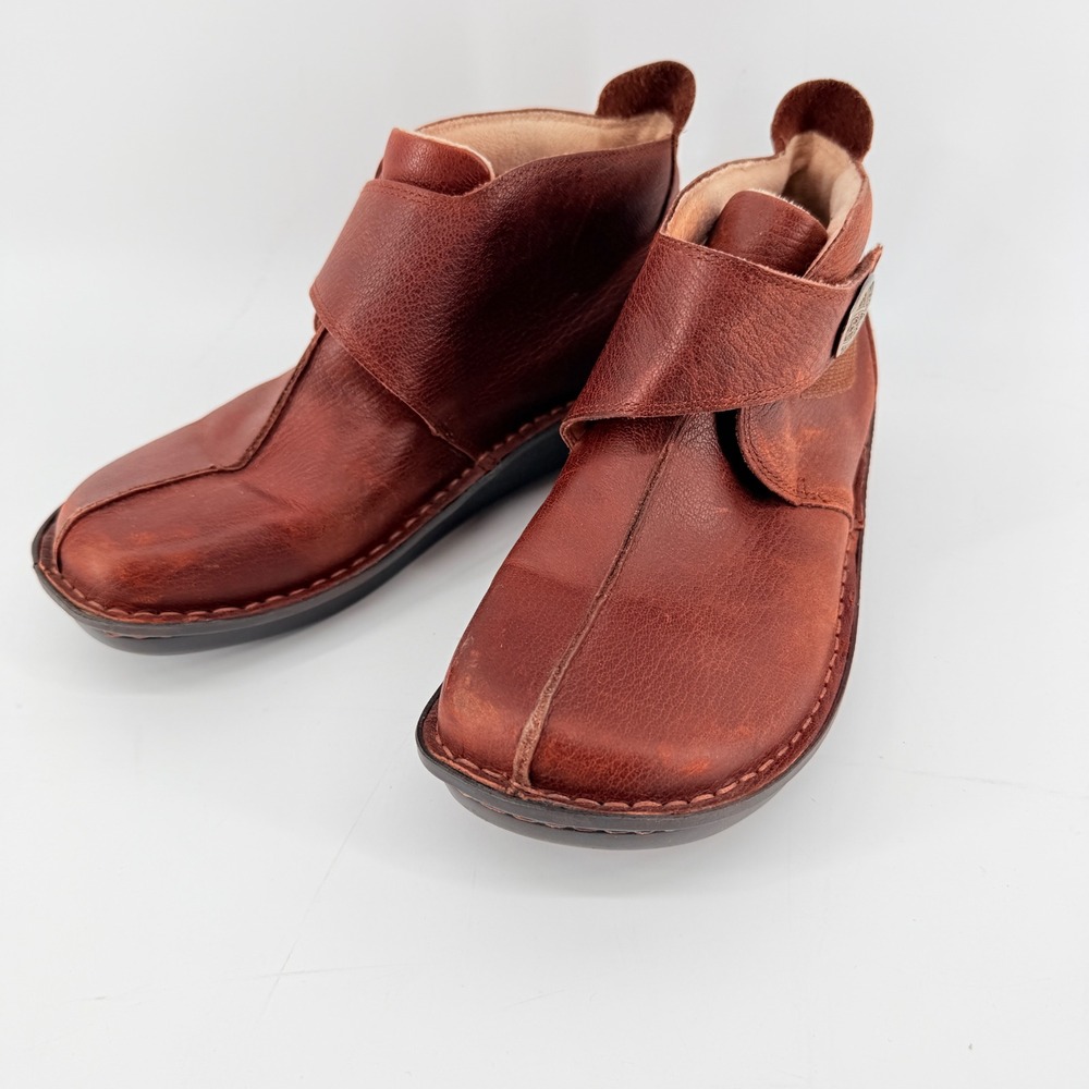 Alegria Caiti Chestnut Brown Leather Ankle Boots Booties Size EU39 US 8.5-9